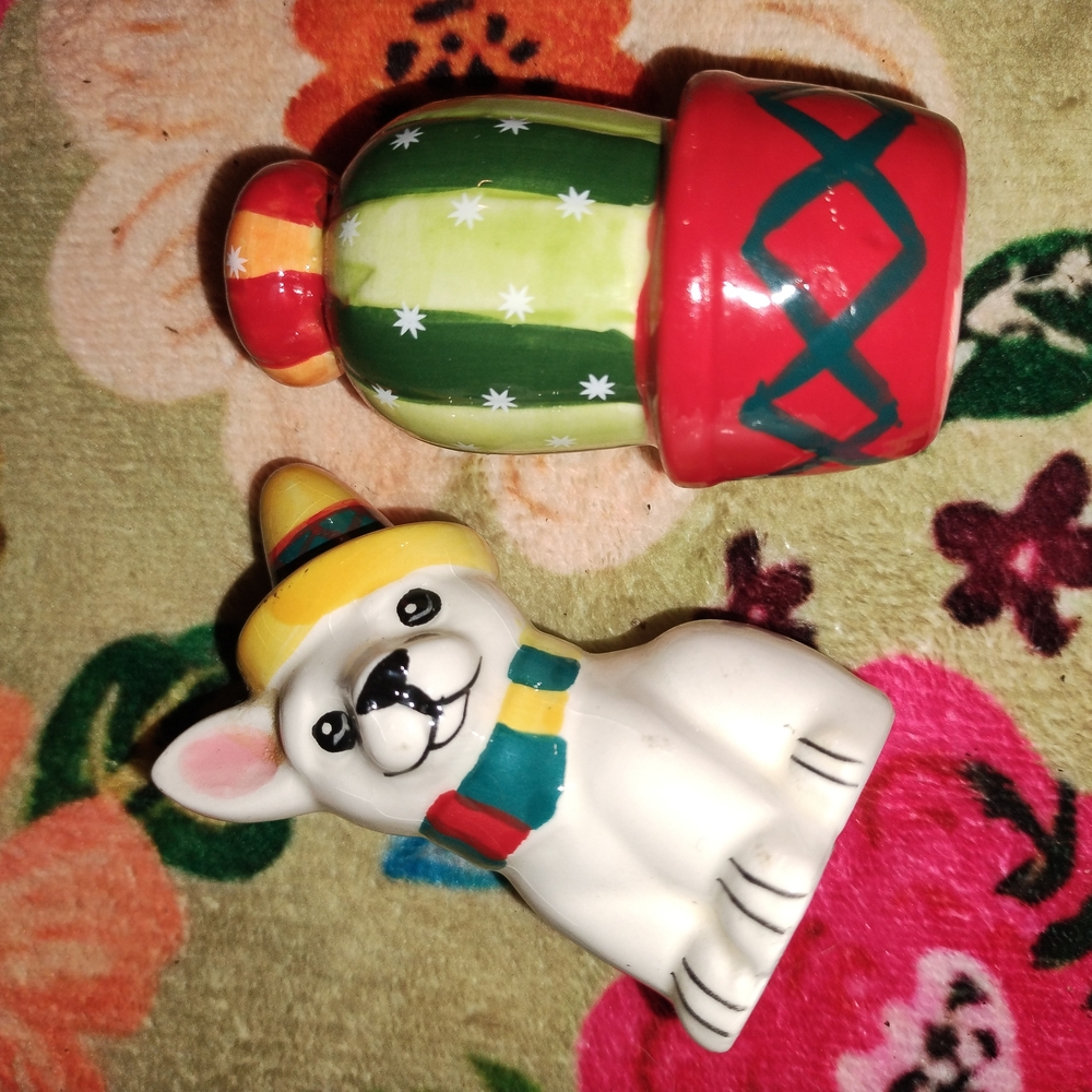 Colorful Cactus and Dog Figurines